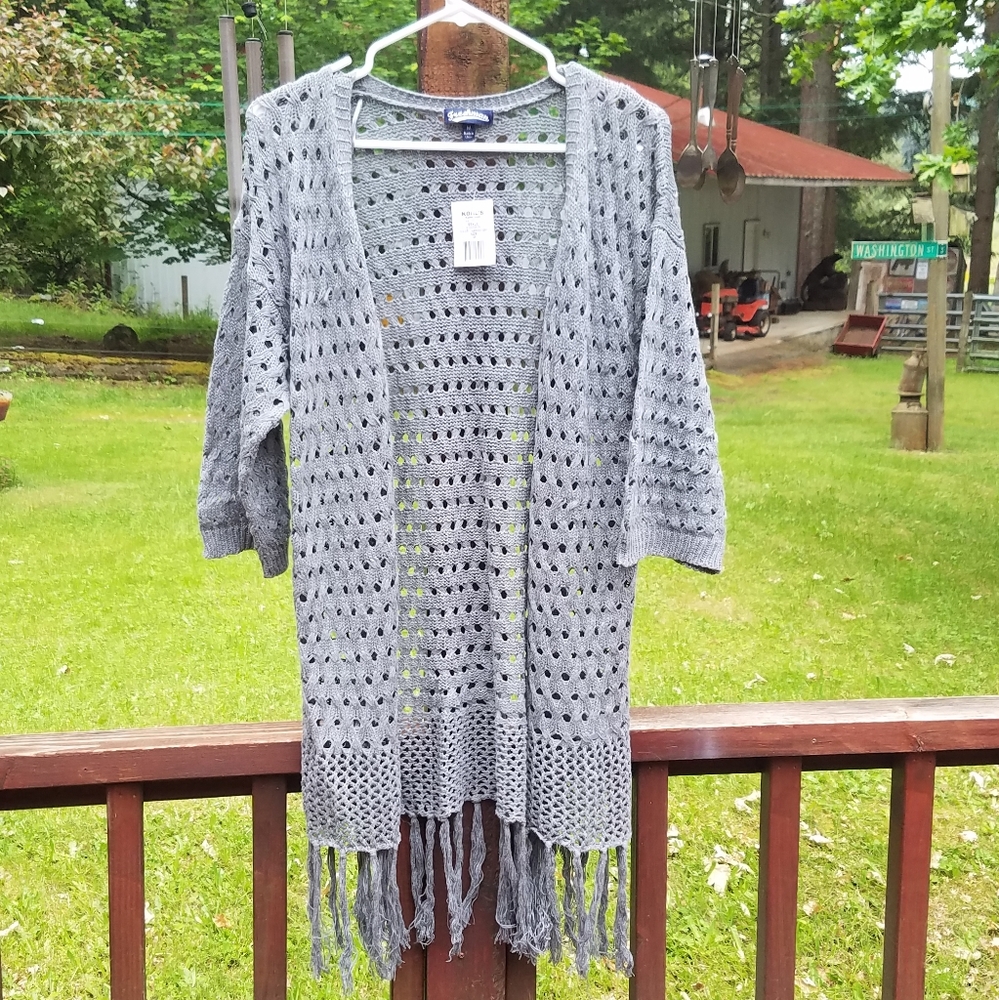 Freshman 1996 Long Gray Knitted Sweater - Med